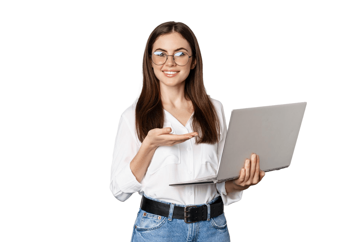 Woman Holding Laptop